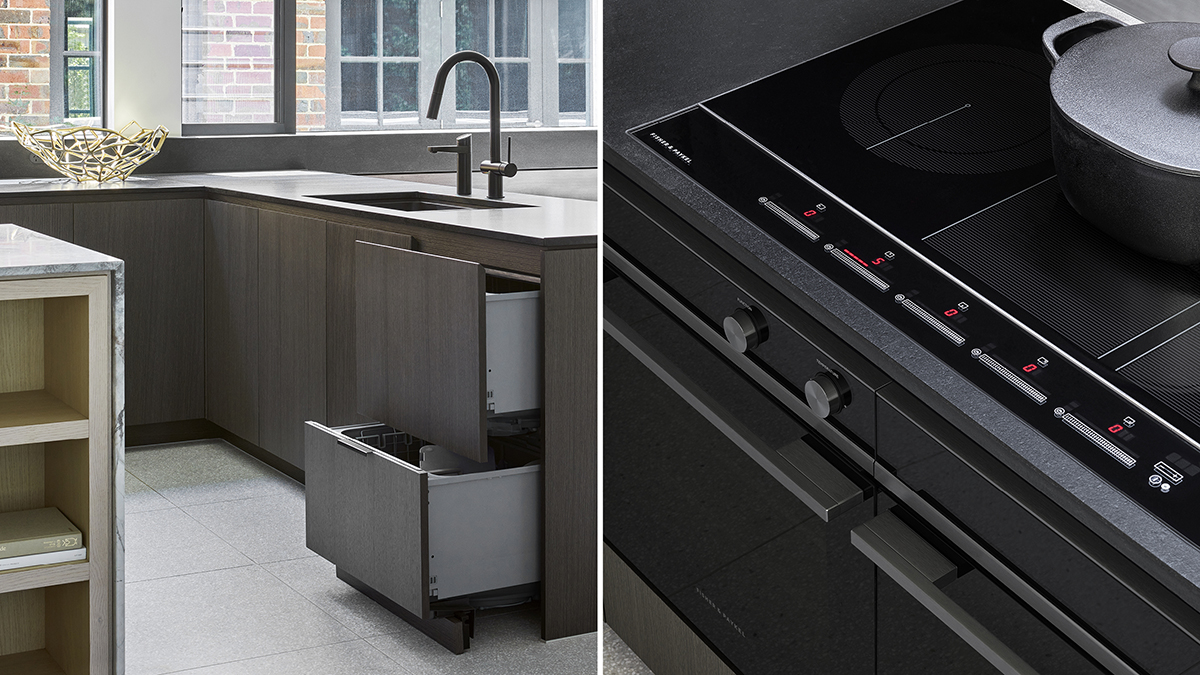 Kitchen sink featuring an integrated double DishDrawer&trade; dishwasher and a top view of a minimal cookotp