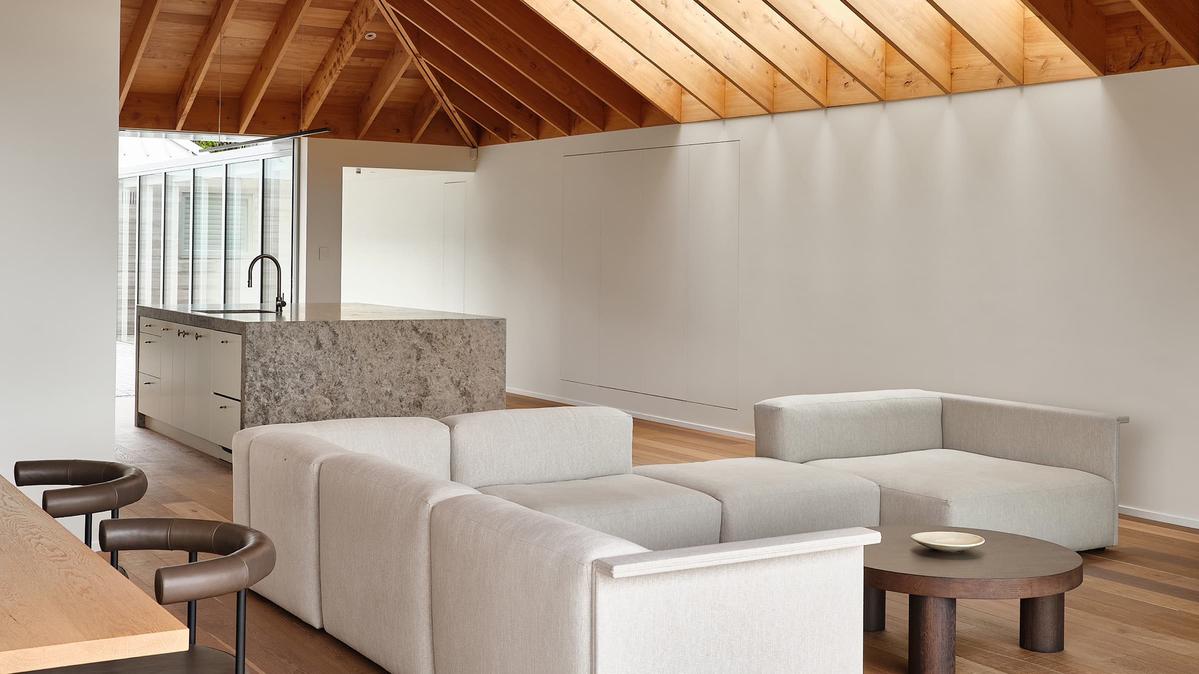 view of the living room showcasing light furniture