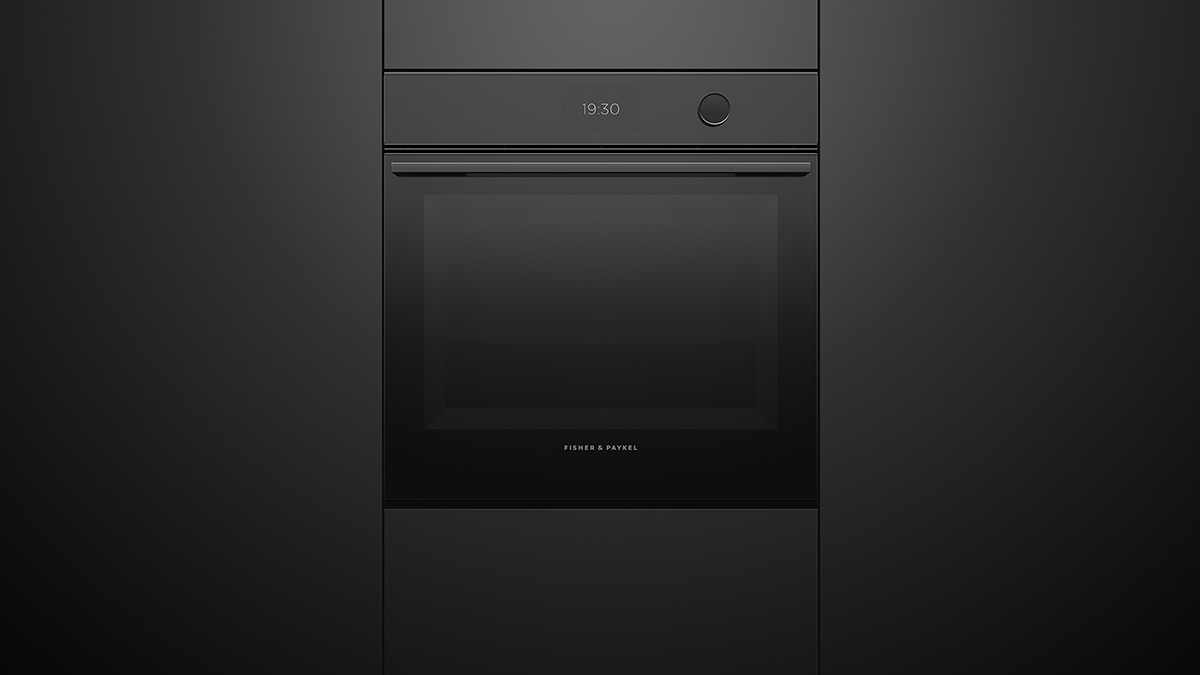 Built-in Convection Oven Set into Black Cabinetry.